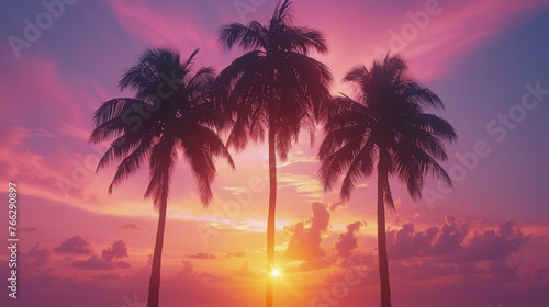 Palm Tree Overlooking Beach and Ocean © olegganko
