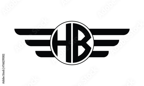 HB initial letter circle wings icon gaming logo design vector template. batman logo, sports logo, monogram, polygon, war game, symbol, playing logo, abstract, fighting, typography, minimal, wings logo