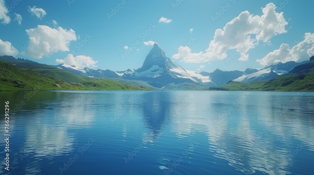 Mountain Reflecting in Still Lake