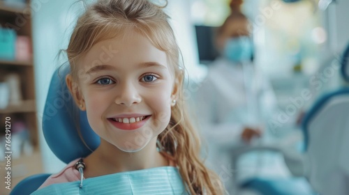 Smiling Little Girl Sitting in Chair