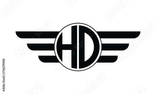 HO initial letter circle wings icon gaming logo design vector template. batman logo, sports logo, monogram, polygon, war game, symbol, playing logo, abstract, fighting, typography, minimal, wings logo