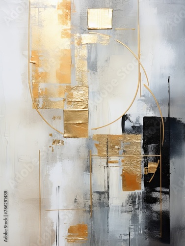 Abstract painting. Gray beige Color graphics and collage. Painting in the interior. A modern poster.