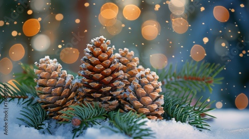 Two Snow-Covered Pine Cones