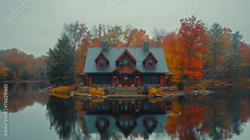 House on Lake Surrounded by Trees