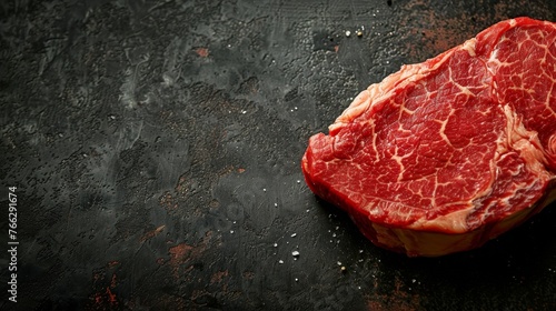 Raw Meat on Black Surface