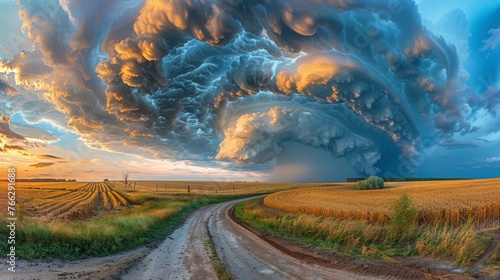Approaching Storm Over Wheat Field