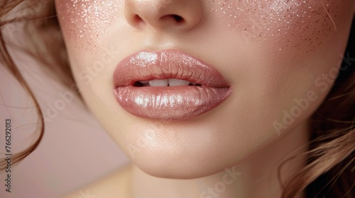 Close Up of Woman With Glitter on Face