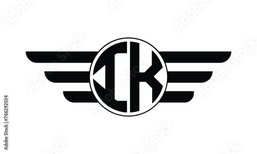 IK initial letter circle wings icon gaming logo design vector template. batman logo, sports logo, monogram, polygon, war game, symbol, playing logo, abstract, fighting, typography, minimal, wings logo
