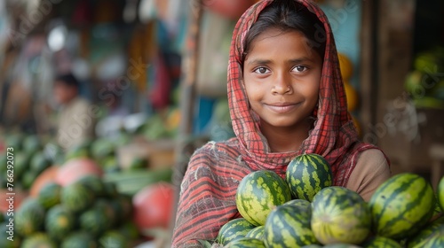 Woman at Fruit Stand