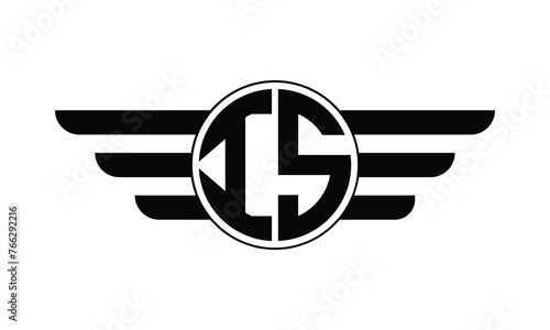 IS initial letter circle wings icon gaming logo design vector template. batman logo, sports logo, monogram, polygon, war game, symbol, playing logo, abstract, fighting, typography, minimal, wings logo