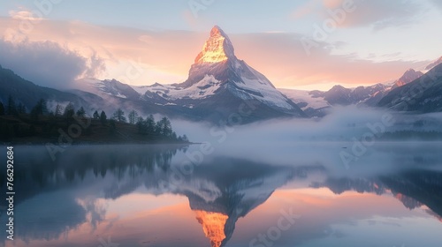 Mountain Reflecting in Still Lake