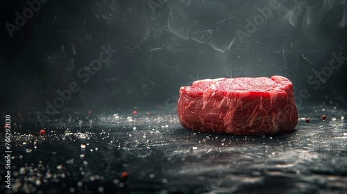 Raw Meat on Black Surface