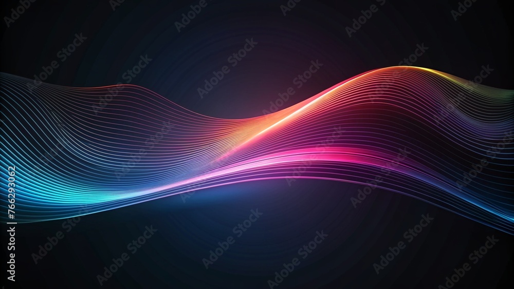 Fototapeta premium Gradient black background with wavy lines