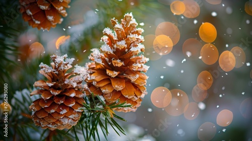 Two Snow-Covered Pine Cones