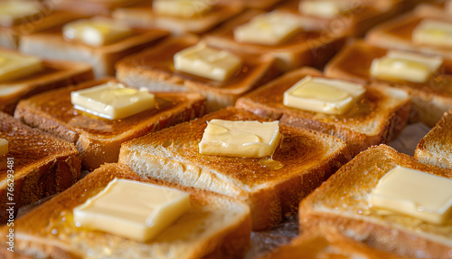 many toasts with butter