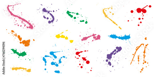 Overlay, elements of paint ink splatter, set. Vector illustration