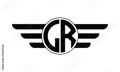 LR initial letter circle wings icon gaming logo design vector template. batman logo, sports logo, monogram, polygon, war game, symbol, playing logo, abstract, fighting, typography, minimal, wings logo