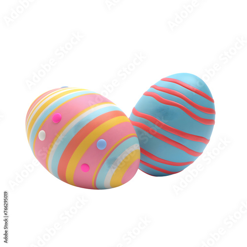 easter eggs isolated on transparent background Generative Ai