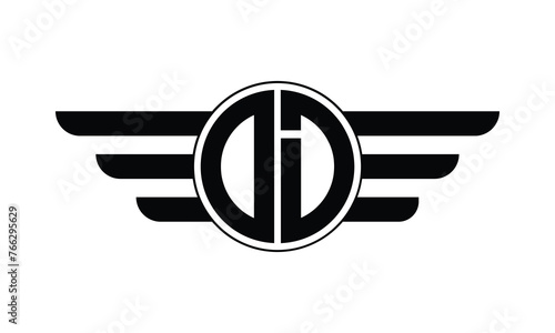 OD initial letter circle wings icon gaming logo design vector template. batman logo, sports logo, monogram, polygon, war game, symbol, playing logo, abstract, fighting, typography, minimal, wings logo