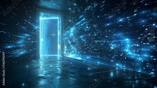 Digital Door Teleportation Step through a digital door and instantly teleport to a new location transcending physical boundaries with ease photo