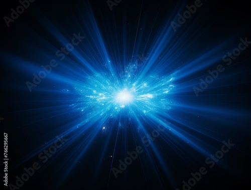 Blue light flare isolated black background