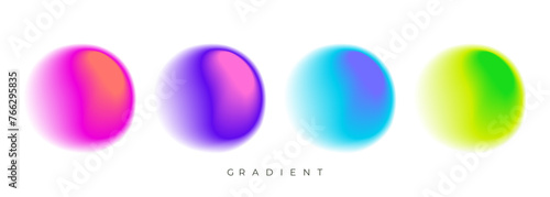 Set of blurred color round shapes. Bright color gradients. Defocused circle stains for creative graphic design. Vector illustration.