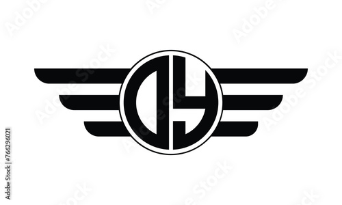 OY initial letter circle wings icon gaming logo design vector template. batman logo, sports logo, monogram, polygon, war game, symbol, playing logo, abstract, fighting, typography, minimal, wings logo