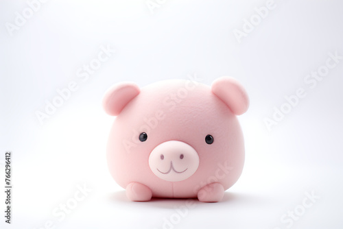cute  minimalist pink piggy bank against white background  symbolizing savings  finance  and investment.