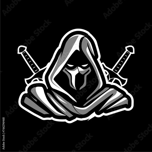 mascot design hooded demon sword vector illustration