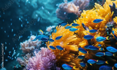The underwater coral reef is a vibrant marine biology masterpiece