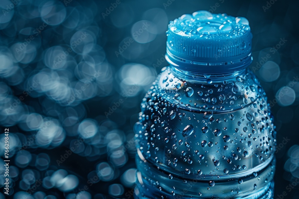 Top view of water bottle, selective focus Top view of water bottle, selective focus