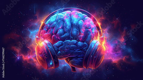 Brain listing music. Created with Ai photo