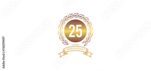 25st anniversary logo with gold, and white background photo