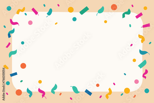 Colorful confetti border frame repeat pattern. Great for a birthday party or an event celebration invitation or décor. Surface pattern design