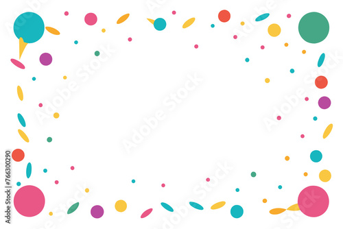 Colorful confetti border frame repeat pattern. Great for a birthday party or an event celebration invitation or décor. Surface pattern design