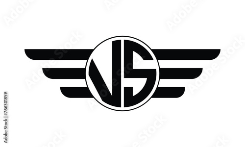 VS initial letter circle wings icon gaming logo design vector template. batman logo, sports logo, monogram, polygon, war game, symbol, playing logo, abstract, fighting, typography, minimal, wings logo