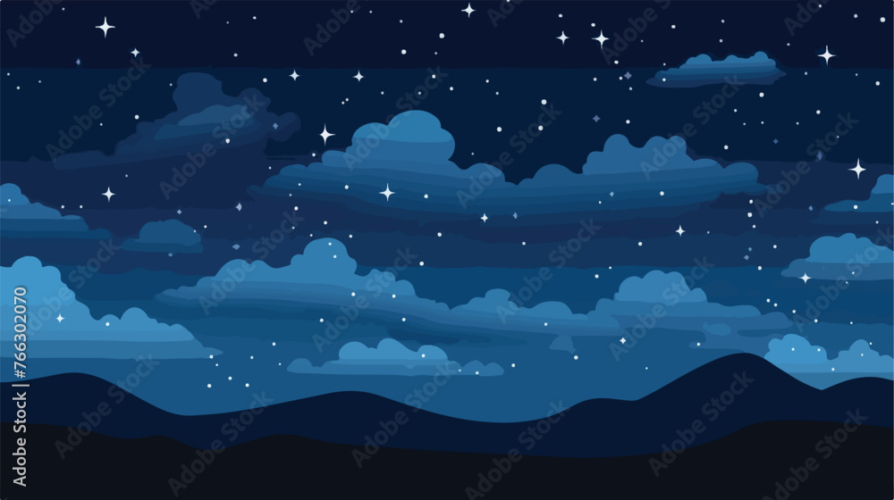Night sky with stars. .. Flat vector isolated on whit