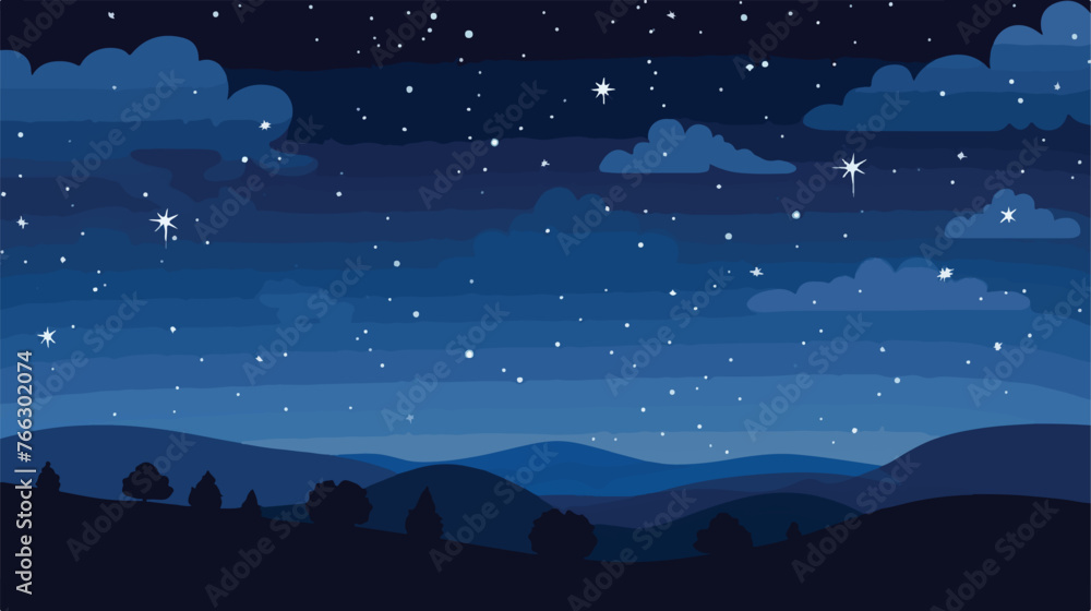 Night sky with stars. .. Flat vector isolated on whit