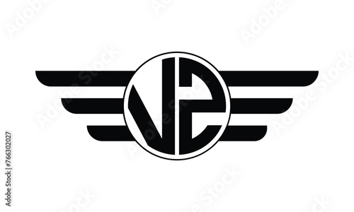 VZ initial letter circle wings icon gaming logo design vector template. batman logo, sports logo, monogram, polygon, war game, symbol, playing logo, abstract, fighting, typography, minimal, wings logo