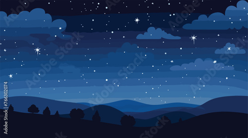 Night sky with stars. .. Flat vector isolated on whit