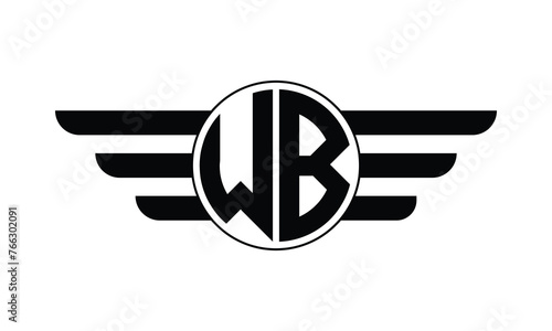 WB initial letter circle wings icon gaming logo design vector template. batman logo, sports logo, monogram, polygon, war game, symbol, playing logo, abstract, fighting, typography, minimal, wings logo