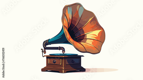 Old gramophone Flat vector isolated on white background photo