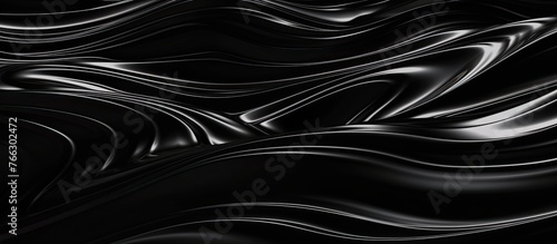 Dynamic black and white abstract background featuring intricate wavy lines and patterns