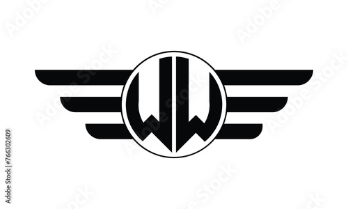 WW initial letter circle wings icon gaming logo design vector template. batman logo, sports logo, monogram, polygon, war game, symbol, playing logo, abstract, fighting, typography, minimal, wings logo