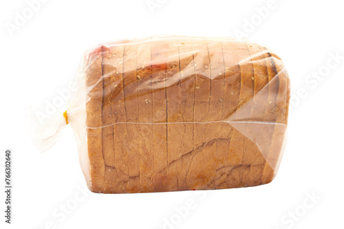 Sealed packet of slice bread on a white isolated background