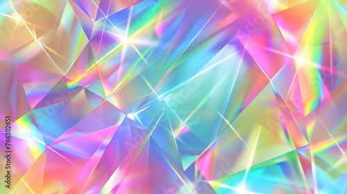The holographic disco camera transparent pattern is a prism rainbow light with flare effect background. Crystal glass overlay texture with diamond iridescent gradient. 3D aurora refraction in png