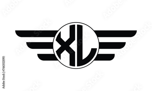 XL initial letter circle wings icon gaming logo design vector template. batman logo, sports logo, monogram, polygon, war game, symbol, playing logo, abstract, fighting, typography, minimal, wings logo