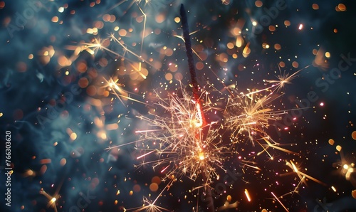 4th of July, Independence day of USA celebration, flag and sparklers