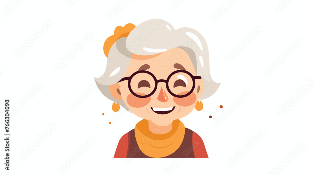 Portrait of lovely grandmother old woman happy Flat v