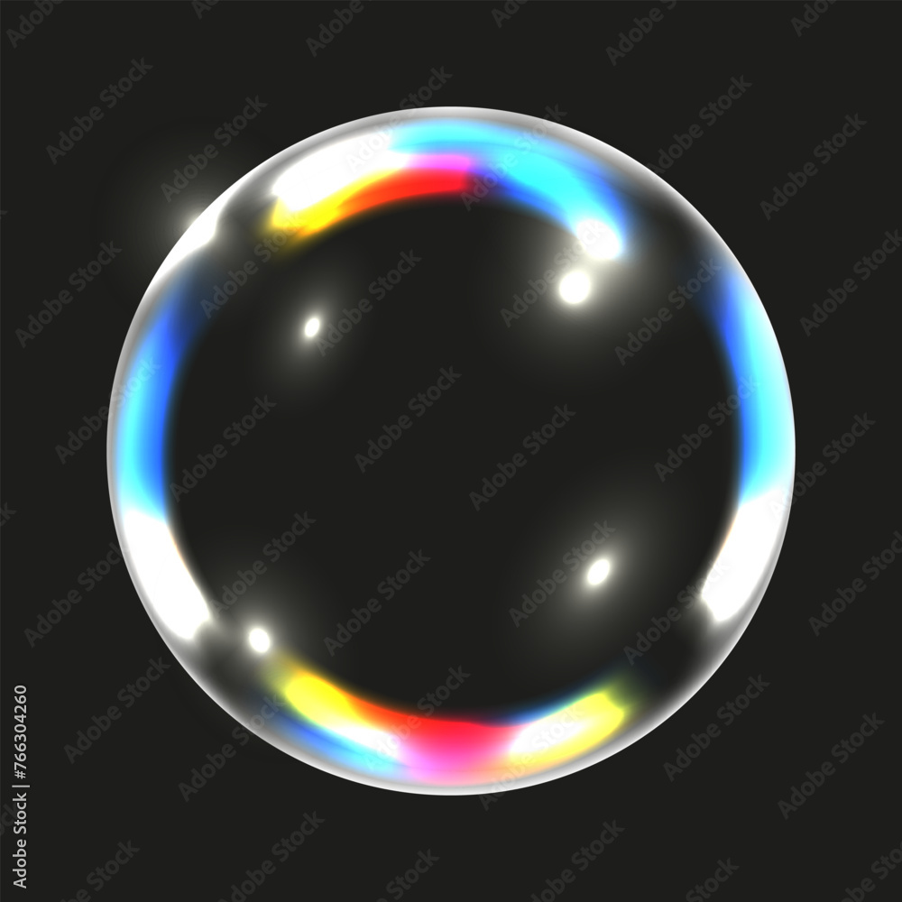 Transparent Water Bubble isolated black. Realistic soap Bubble with gradient holographic element. Glass lens. Vector illustration can used web design. Transparent Water Bubble isolated black. Realistic soap Bubble with gradient holographic element. Glass lens. Vector illustration can used web design.